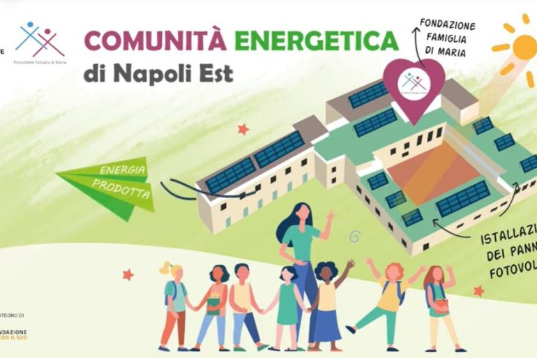 Costituita una comunità energetica nella periferia di Napoli. Installato un impianto fotovoltaico da 53 kWp